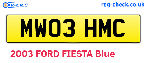 MW03HMC are the vehicle registration plates.