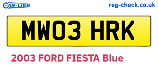 MW03HRK are the vehicle registration plates.