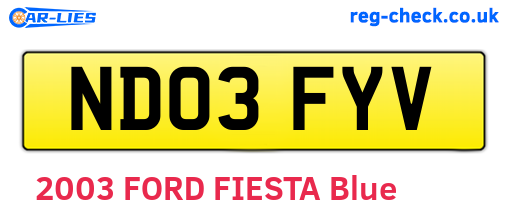 ND03FYV are the vehicle registration plates.