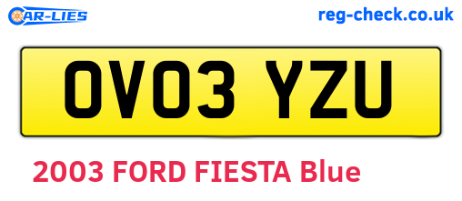 OV03YZU are the vehicle registration plates.