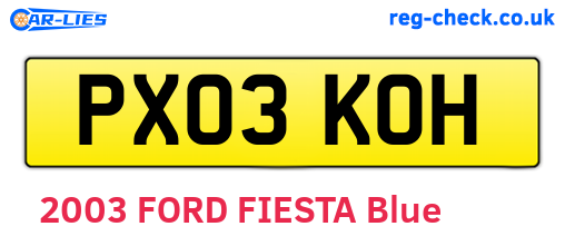 PX03KOH are the vehicle registration plates.