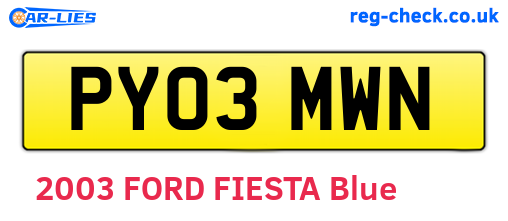 PY03MWN are the vehicle registration plates.