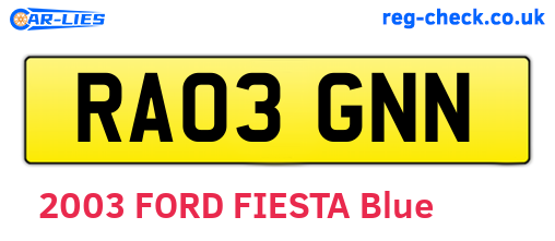 RA03GNN are the vehicle registration plates.