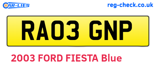 RA03GNP are the vehicle registration plates.