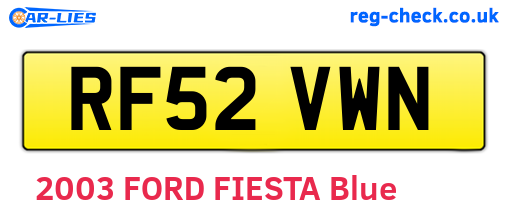 RF52VWN are the vehicle registration plates.