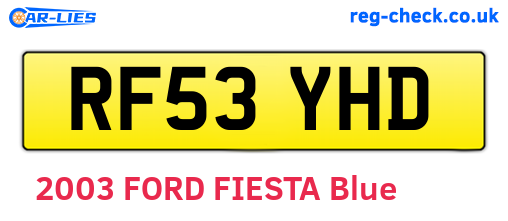 RF53YHD are the vehicle registration plates.