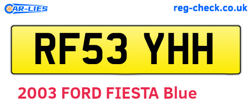 RF53YHH are the vehicle registration plates.
