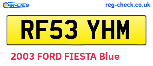 RF53YHM are the vehicle registration plates.