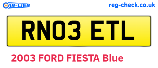 RN03ETL are the vehicle registration plates.