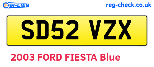 SD52VZX are the vehicle registration plates.