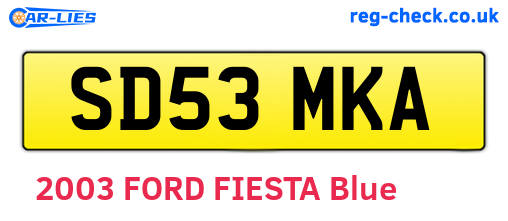 SD53MKA are the vehicle registration plates.