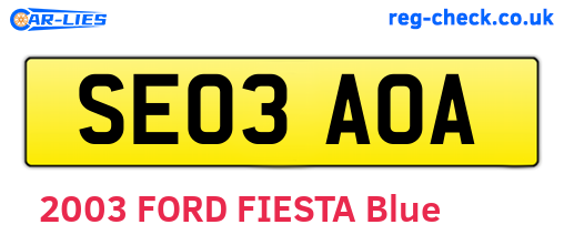 SE03AOA are the vehicle registration plates.
