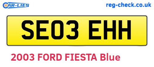 SE03EHH are the vehicle registration plates.