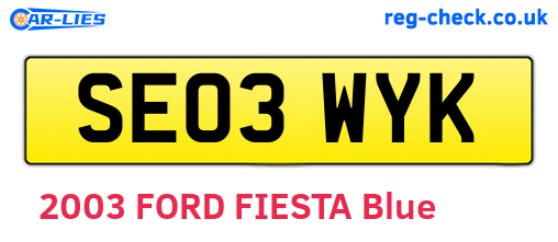 SE03WYK are the vehicle registration plates.