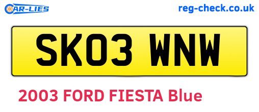 SK03WNW are the vehicle registration plates.