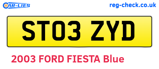 ST03ZYD are the vehicle registration plates.