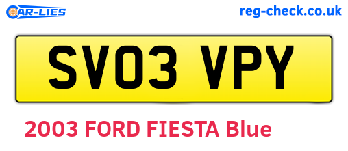 SV03VPY are the vehicle registration plates.