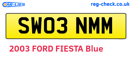 SW03NMM are the vehicle registration plates.