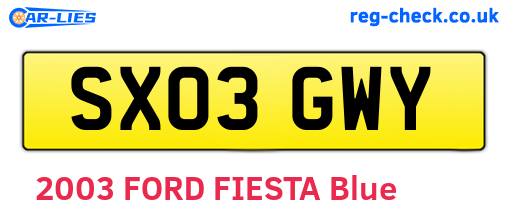 SX03GWY are the vehicle registration plates.