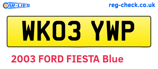 WK03YWP are the vehicle registration plates.