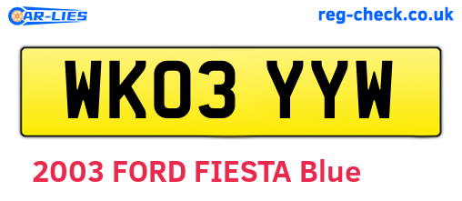WK03YYW are the vehicle registration plates.
