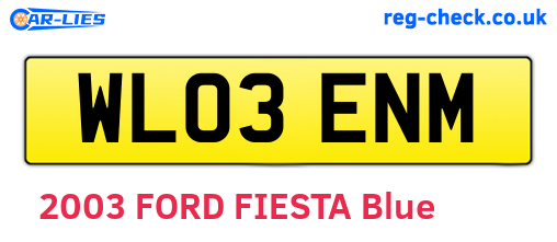 WL03ENM are the vehicle registration plates.