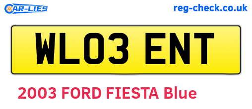 WL03ENT are the vehicle registration plates.