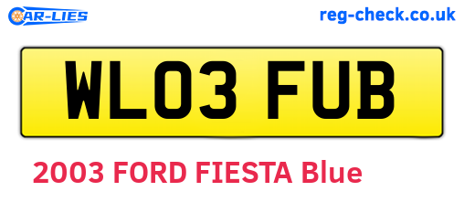 WL03FUB are the vehicle registration plates.