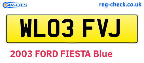 WL03FVJ are the vehicle registration plates.