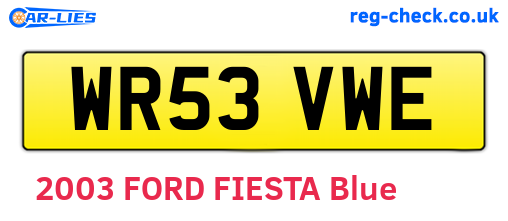 WR53VWE are the vehicle registration plates.