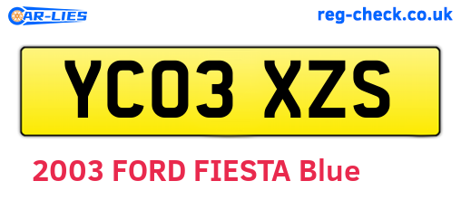 YC03XZS are the vehicle registration plates.