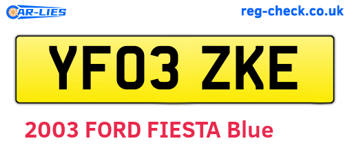 YF03ZKE are the vehicle registration plates.