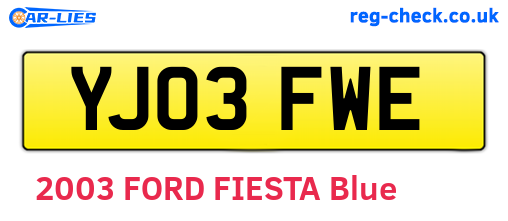 YJ03FWE are the vehicle registration plates.