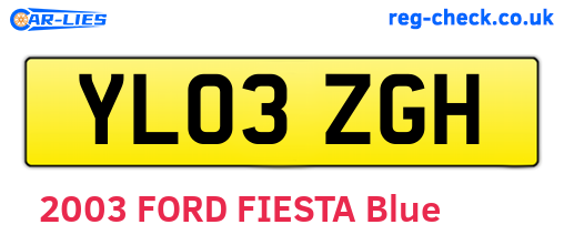 YL03ZGH are the vehicle registration plates.