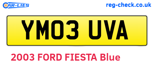 YM03UVA are the vehicle registration plates.
