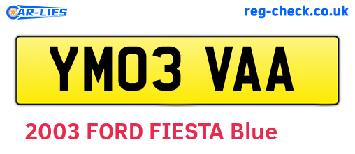 YM03VAA are the vehicle registration plates.