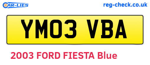 YM03VBA are the vehicle registration plates.