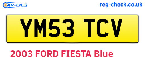 YM53TCV are the vehicle registration plates.