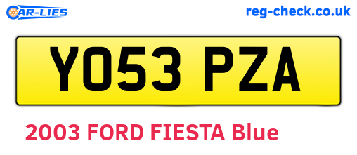 YO53PZA are the vehicle registration plates.