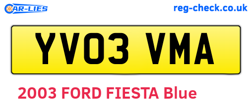YV03VMA are the vehicle registration plates.