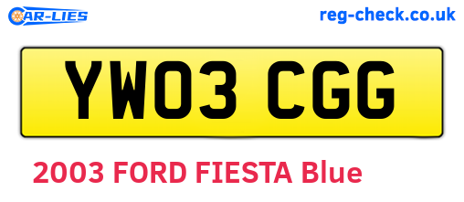 YW03CGG are the vehicle registration plates.