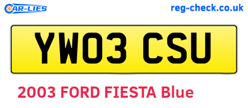 YW03CSU are the vehicle registration plates.