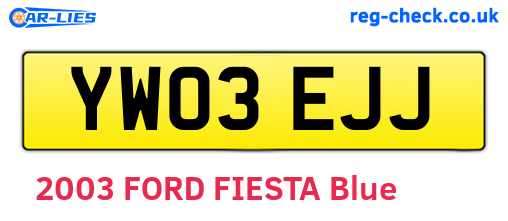 YW03EJJ are the vehicle registration plates.