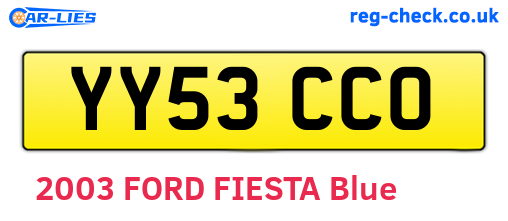 YY53CCO are the vehicle registration plates.