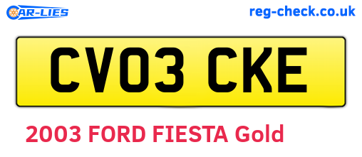 CV03CKE are the vehicle registration plates.