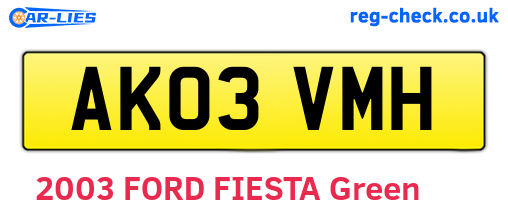 AK03VMH are the vehicle registration plates.