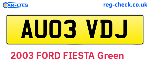 AU03VDJ are the vehicle registration plates.