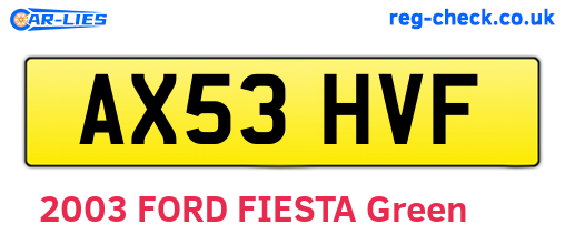 AX53HVF are the vehicle registration plates.