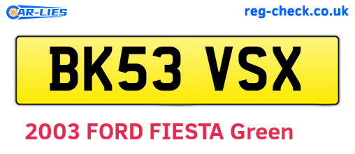 BK53VSX are the vehicle registration plates.