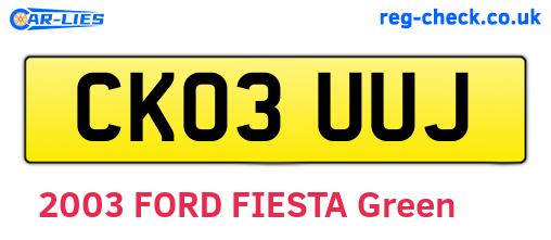 CK03UUJ are the vehicle registration plates.